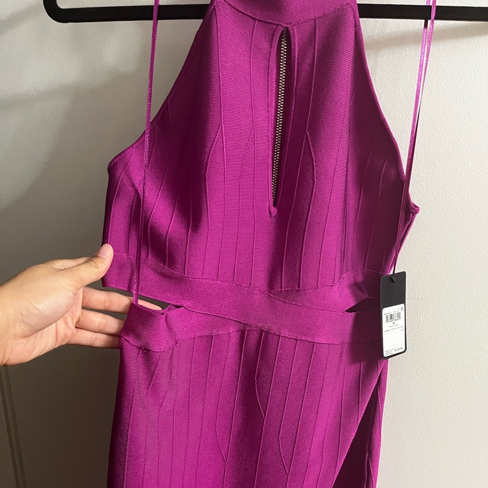 NWT, Guess Brand, Fuchsia, Halter, Body Con style, short, Mini Dress - Picture 9 of 13